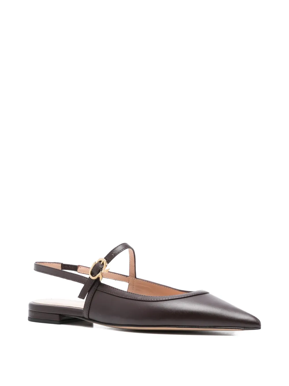 Gianvito Rossi Buckle-strap Pointed-toe Flats In Red