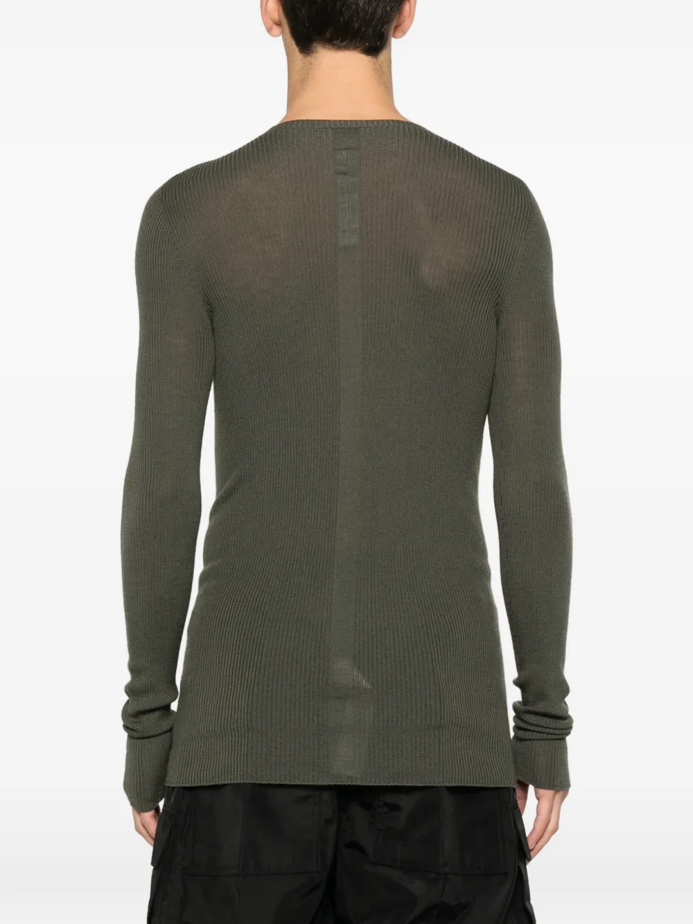 Rick Owens Ribbed Wool Sweater In Green