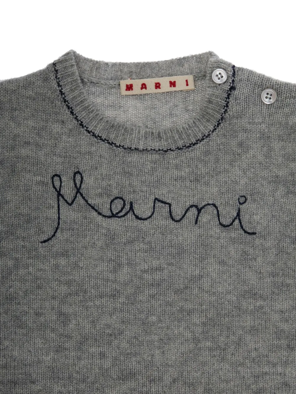 Marni Kids Sweater met borduurwerk en ronde hals Grijs