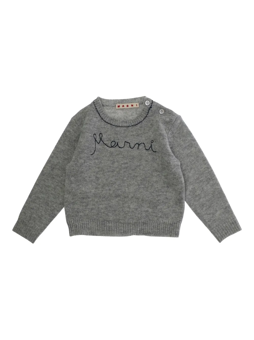 Marni Kids embroidered crew-neck sweater - グレー Marni Kids embroidered crew-neck sweater - グレー