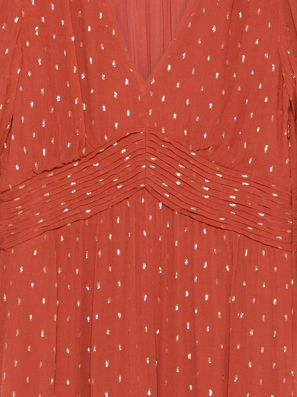 Ba&sh Maia Metallic-dot Tiered Midi Dress In Red