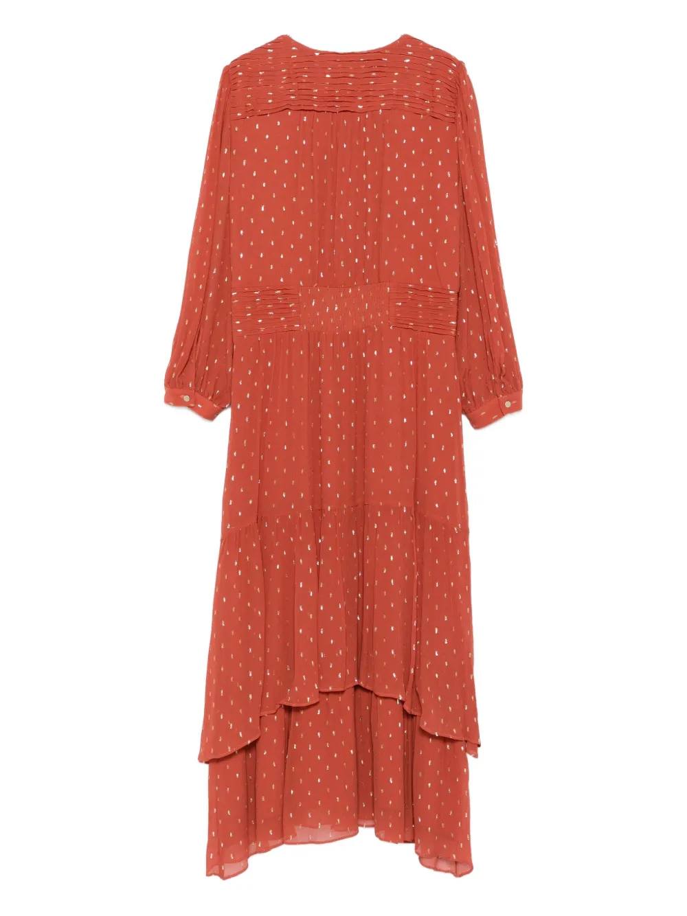 Ba&Sh Maia metallic-dot tiered midi dress - Bruin
