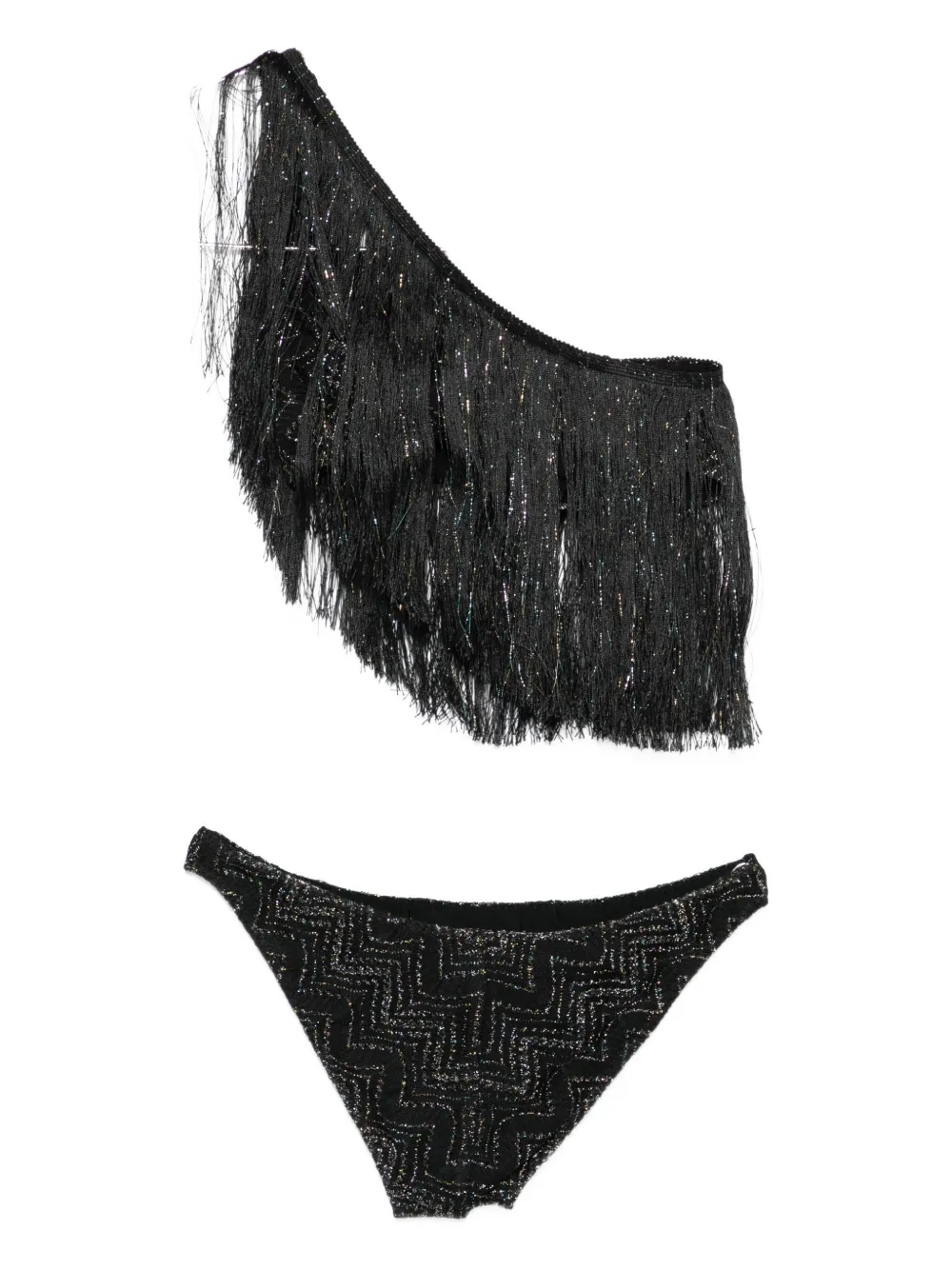 Missoni Asymmetrische bikini met franje Zwart