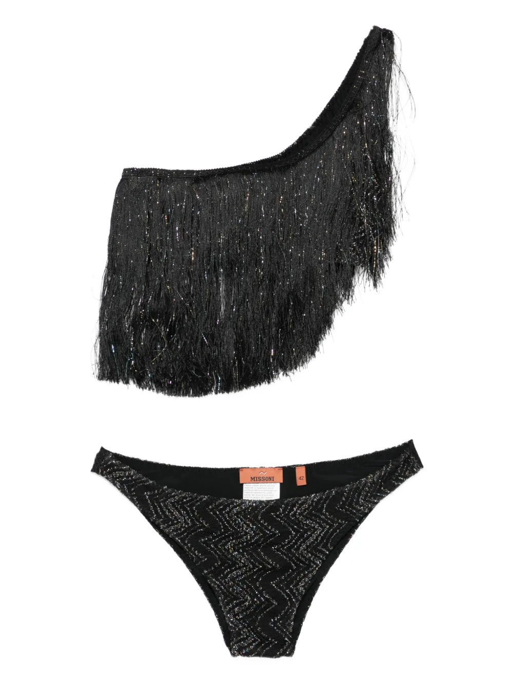 Missoni Asymmetrische bikini met franje Zwart