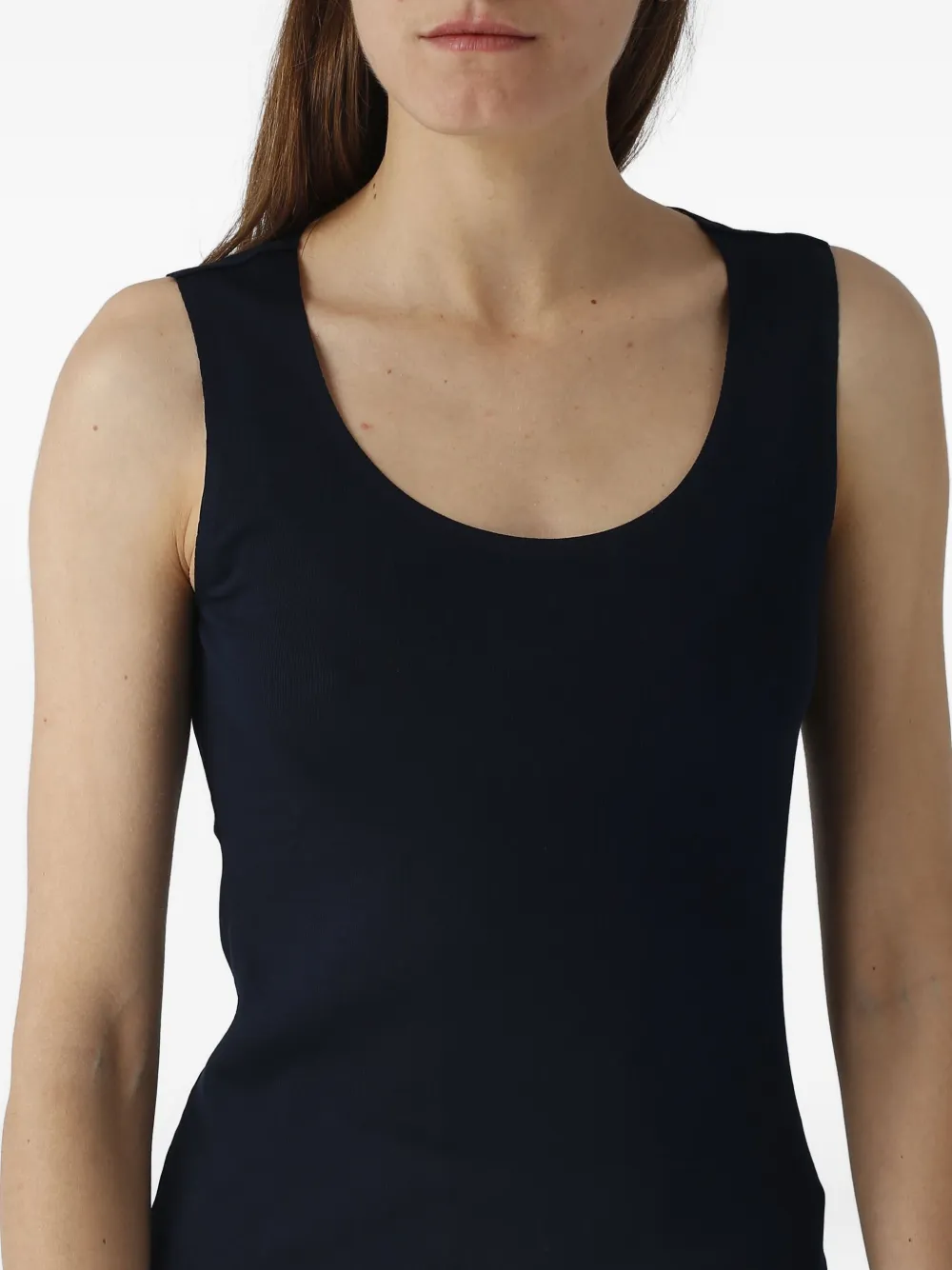 Gran Sasso Scoop-neck Top In Black