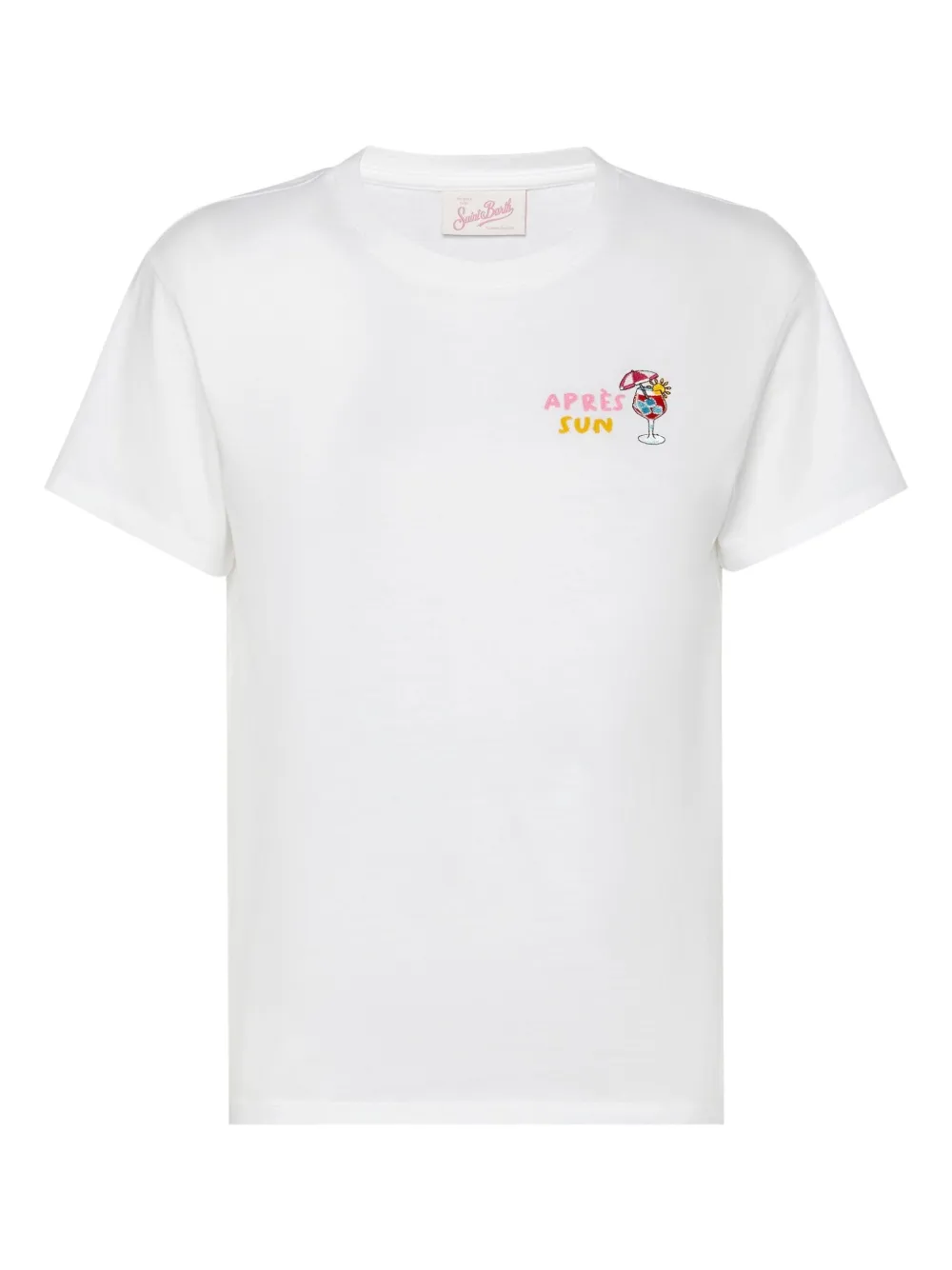 Mc2 Saint Barth Emilie Cocktail-embellished T-shirt In White