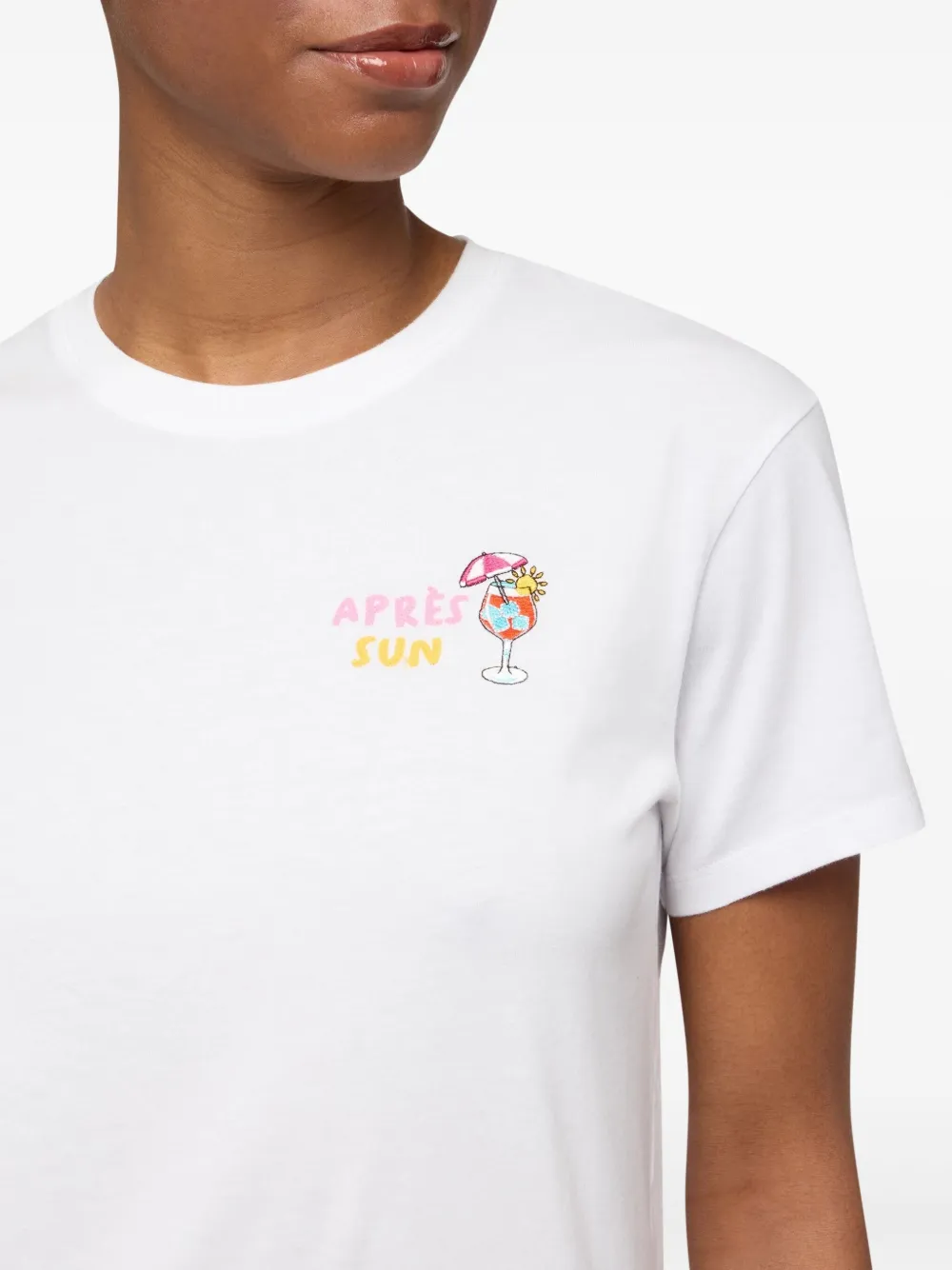 Mc2 Saint Barth Emilie Cocktail-embellished T-shirt In White