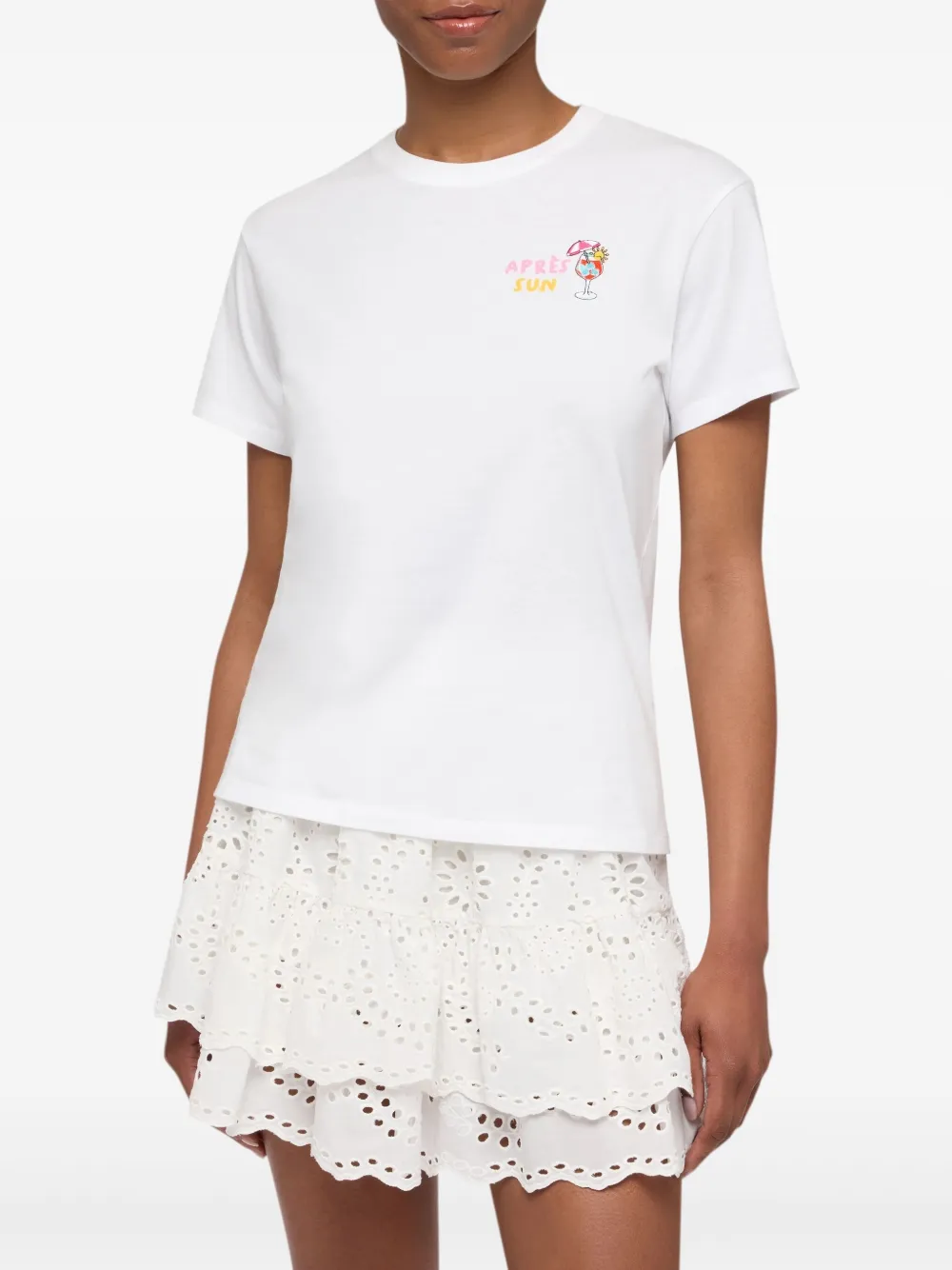 Mc2 Saint Barth Emilie Cocktail-embellished T-shirt In White