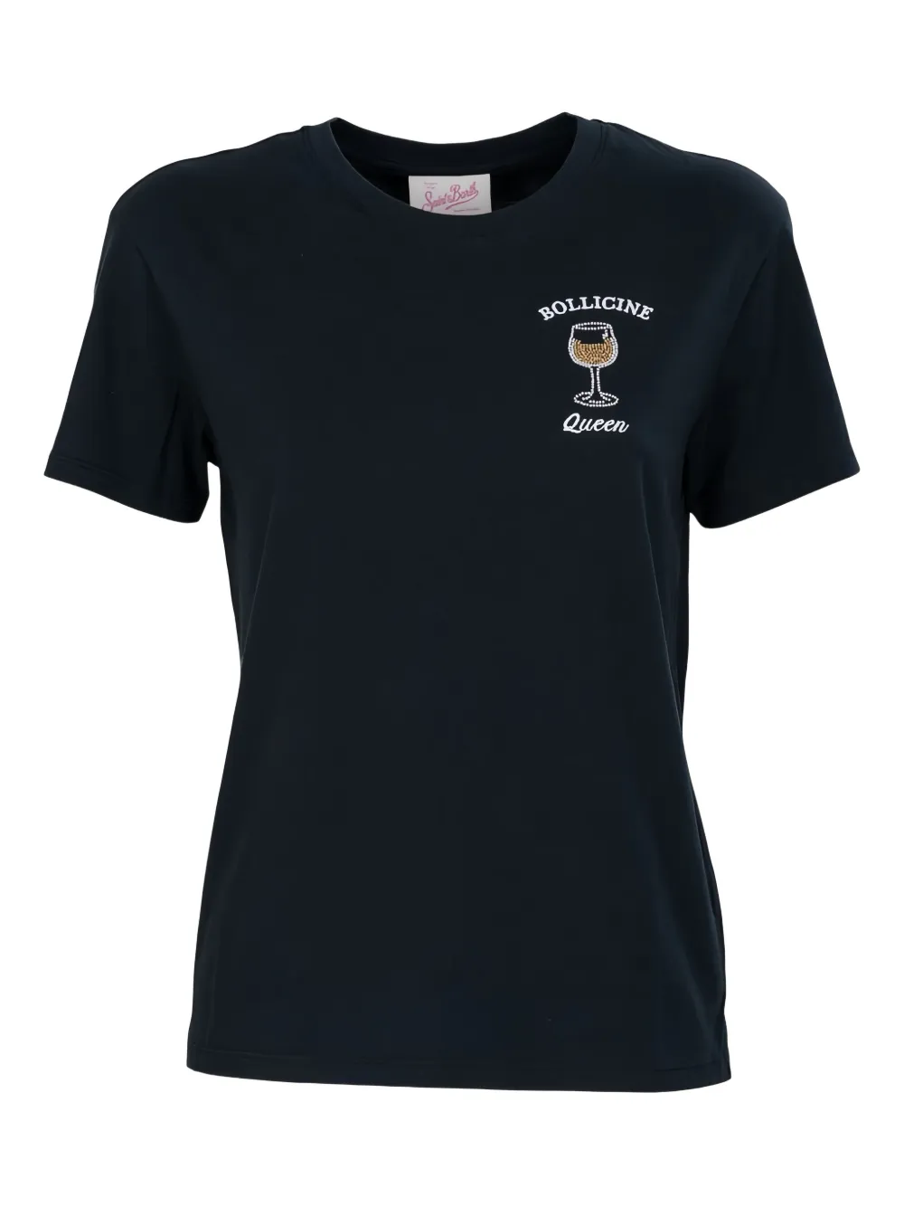 Mc2 Saint Barth Rhinestone-embellished Wine-glass T-shirt In Blue