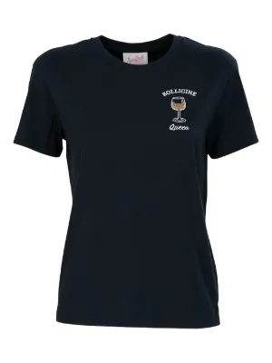 TWINSET embroidered-logo crew-neck T-shirt | Black | FARFETCH RO