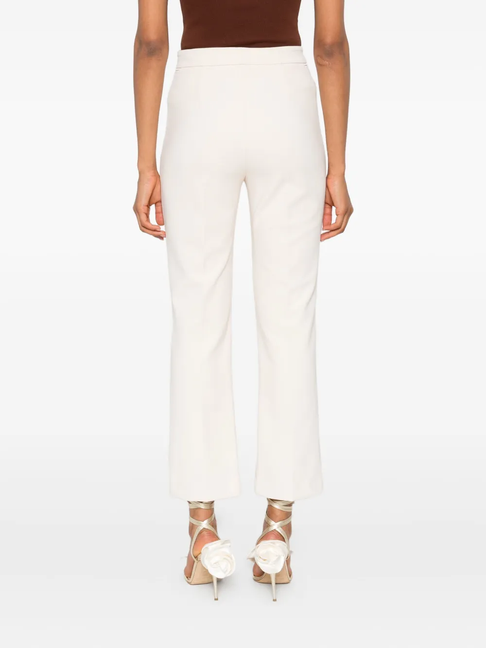 Elisabetta Franchi Zip-detailing Straight Trousers In Neutral