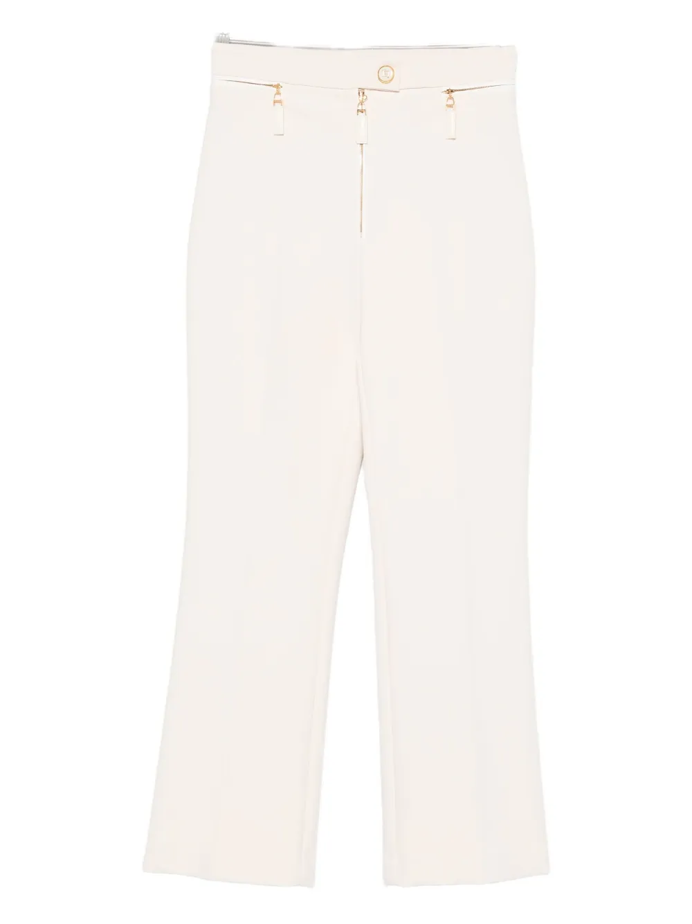 Elisabetta Franchi Zip-detailing Straight Trousers In Neutral