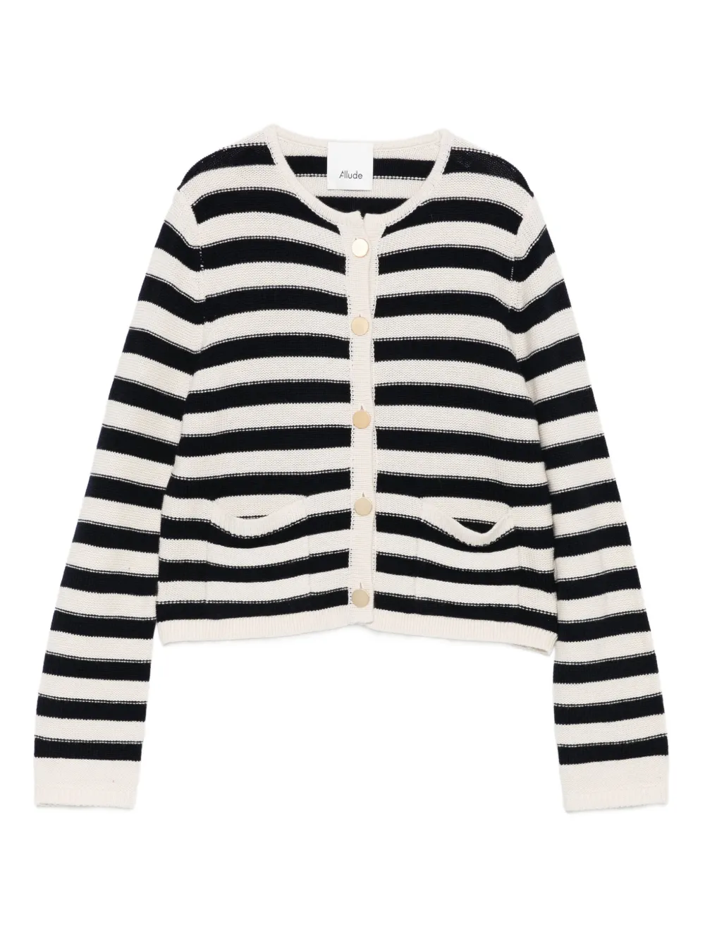 Allude striped button cardigan | Black | Image 1