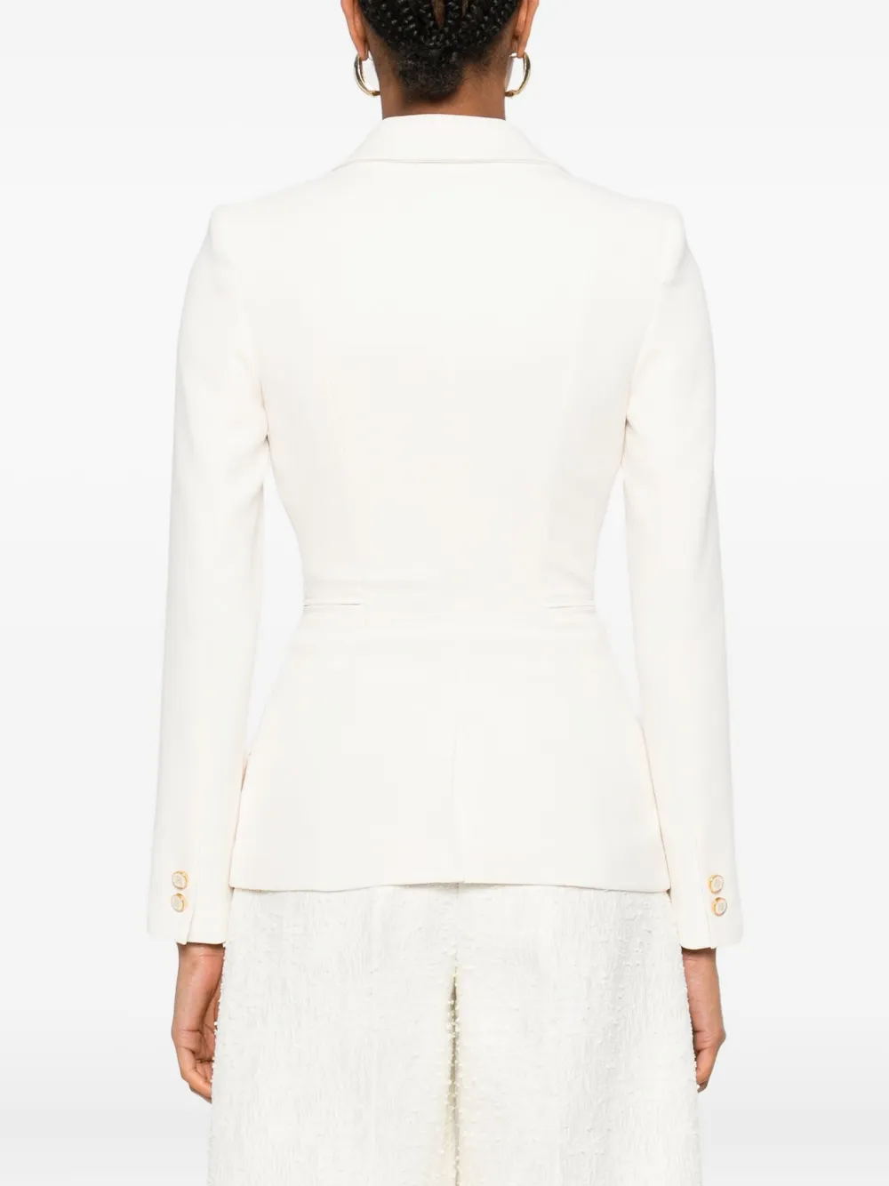 Elisabetta Franchi Double-breasted Buttoned Blazer In Neutral