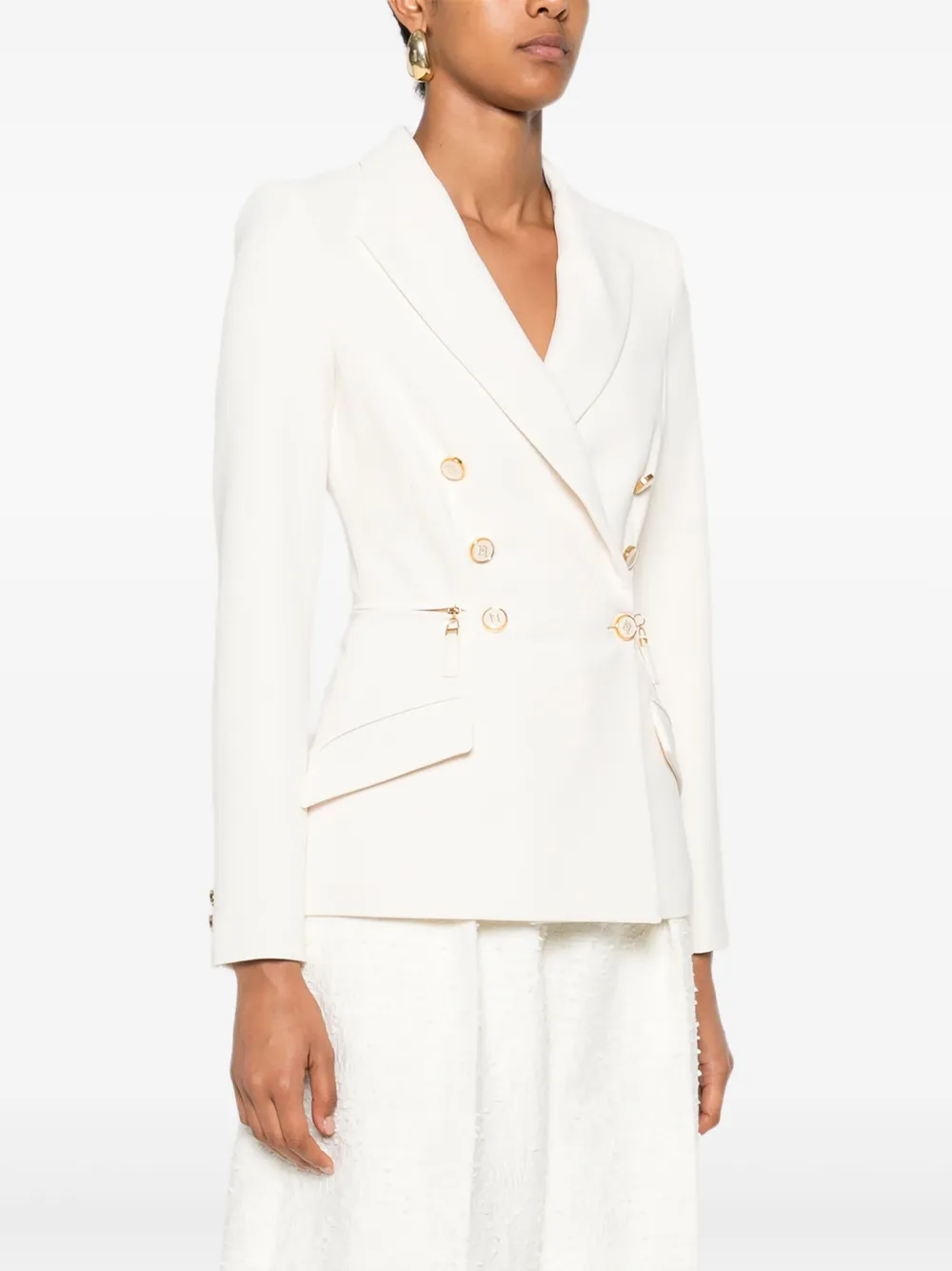 Elisabetta Franchi Double-breasted Buttoned Blazer - Neutrals 