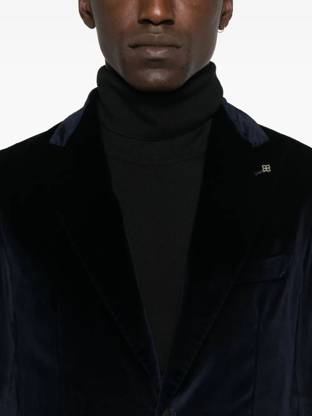 Tagliatore velvet two-button jacket Blauw