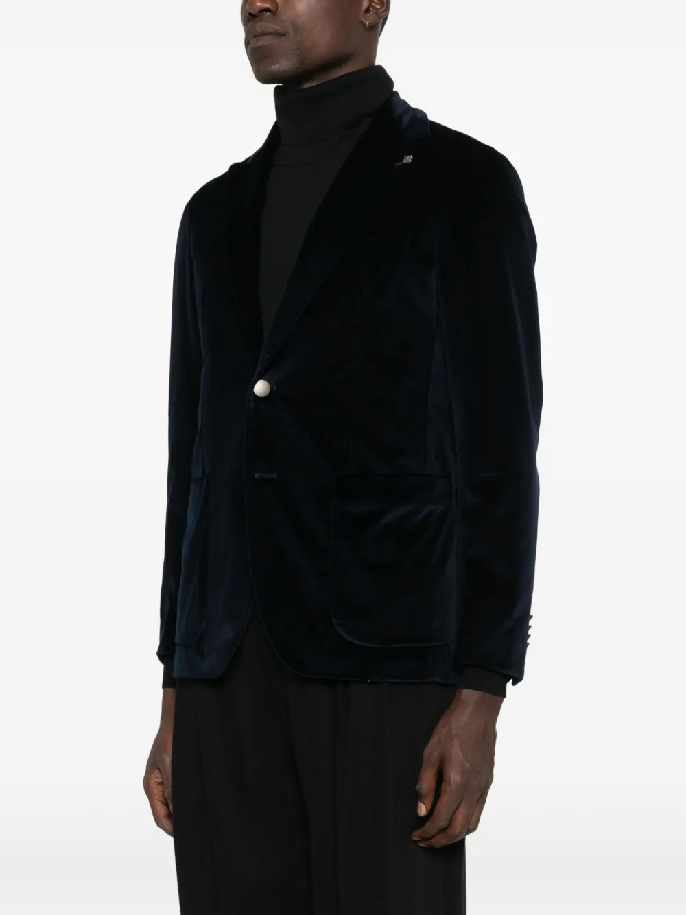 Tagliatore velvet two-button jacket Blauw