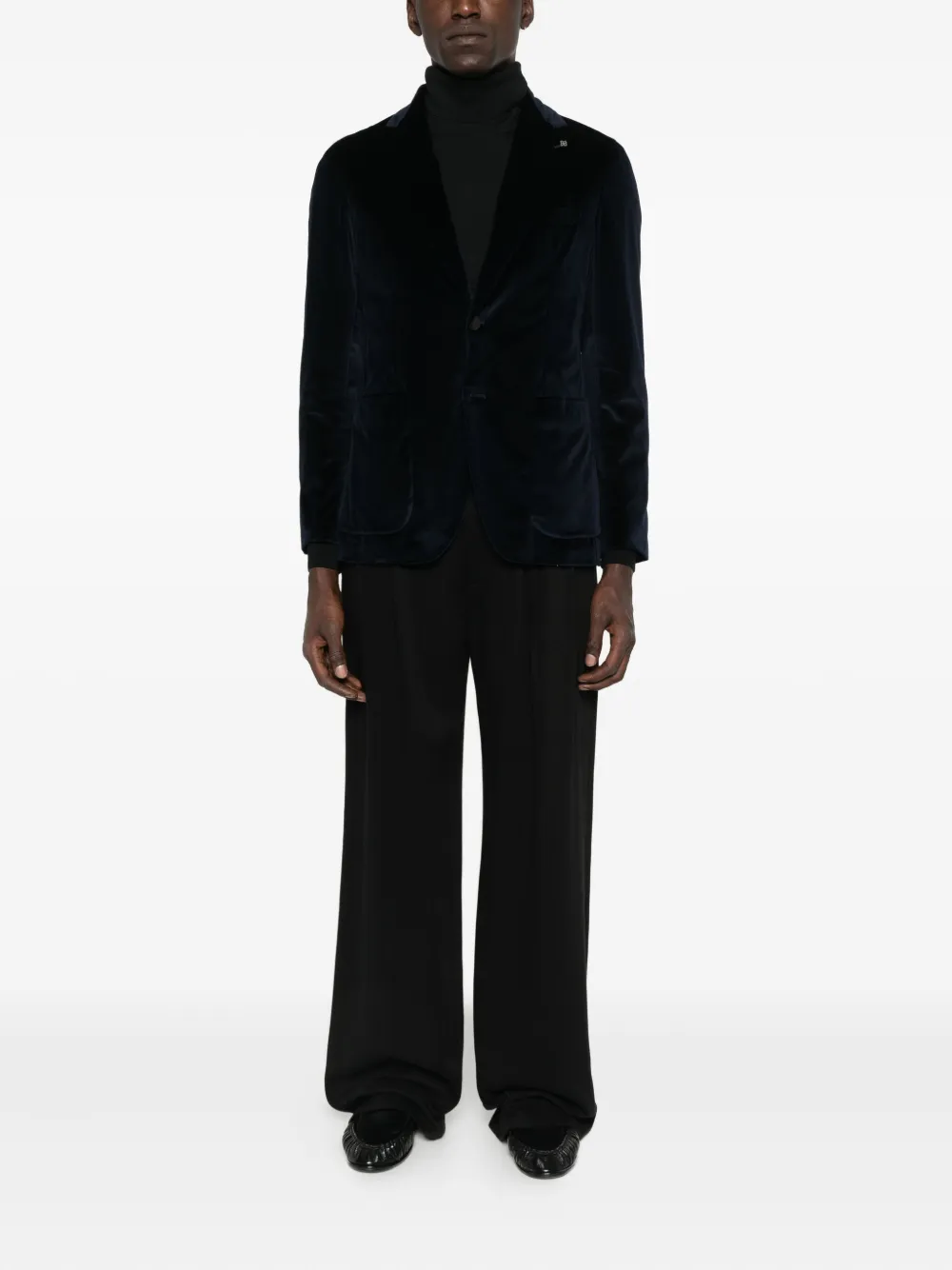 Tagliatore velvet two-button jacket Blauw