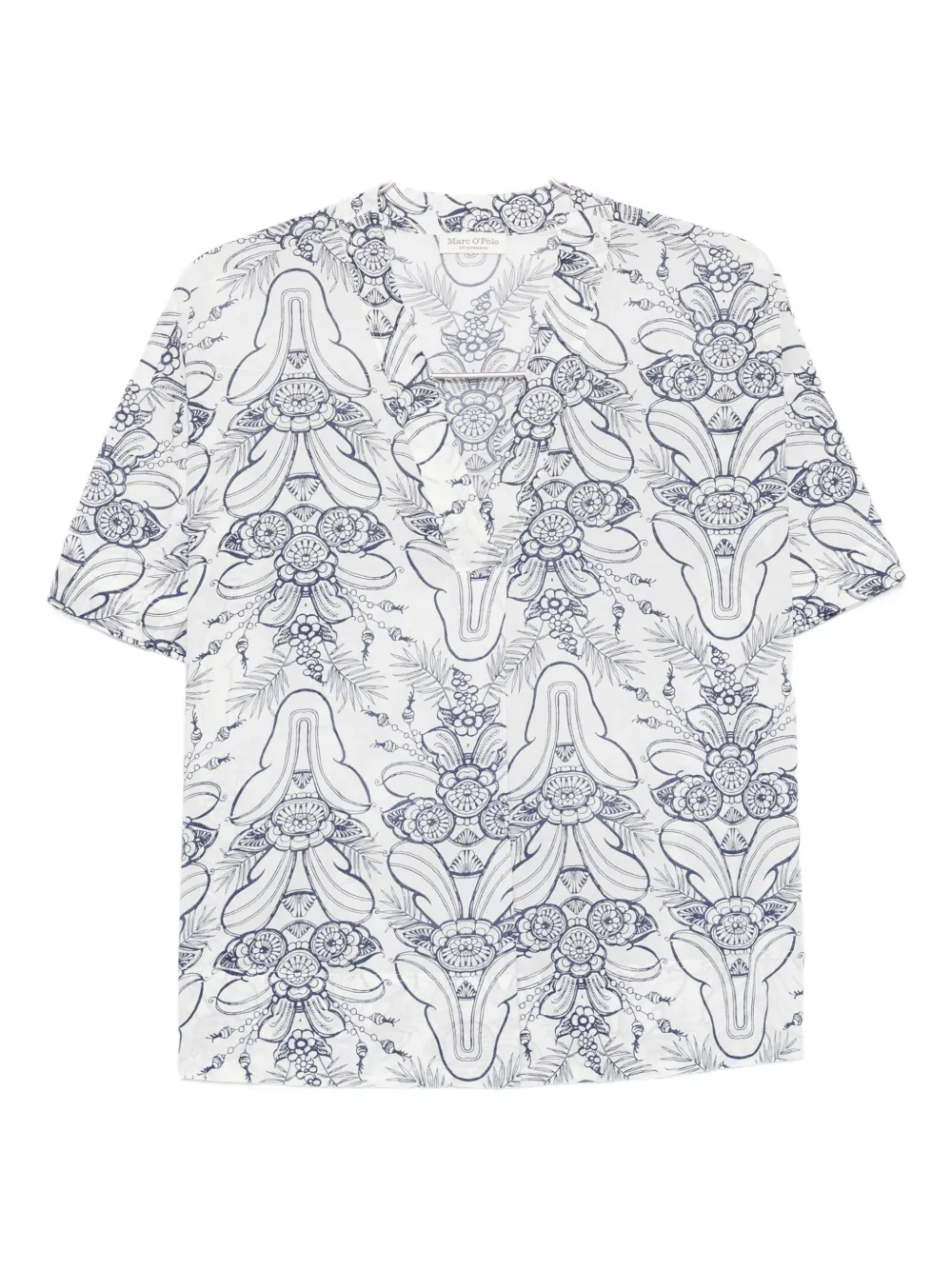Marc O'polo Floral Print Short-sleeved Top In White