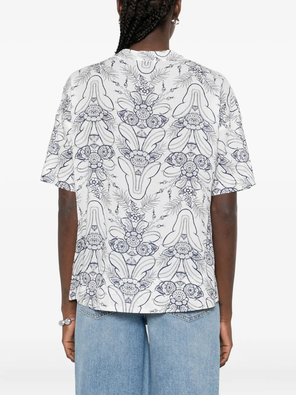 Marc O'Polo Top met bloemenprint en korte mouwen Wit