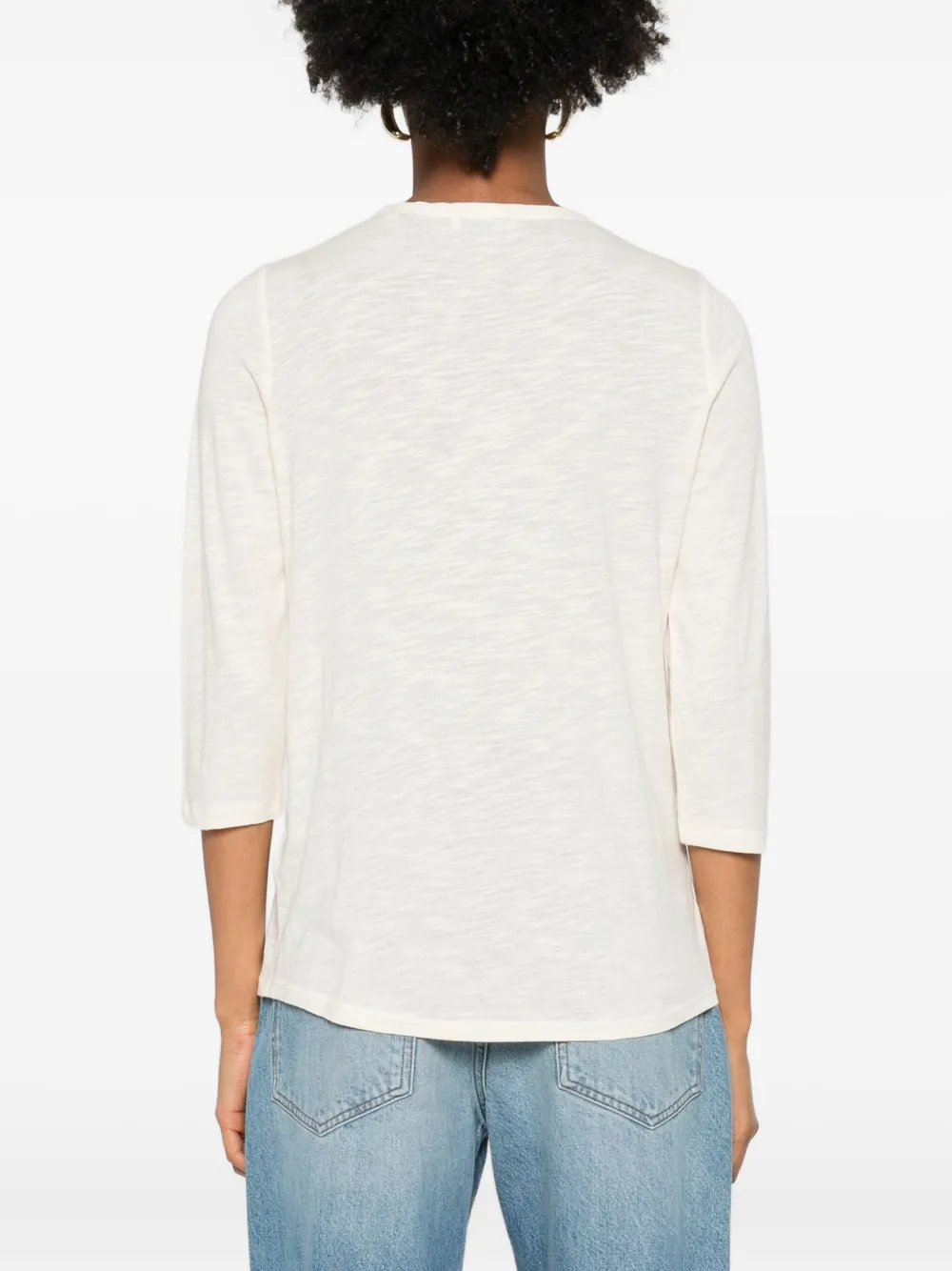 Marc O'polo Three-quarter Sleeve V-neck Top In White