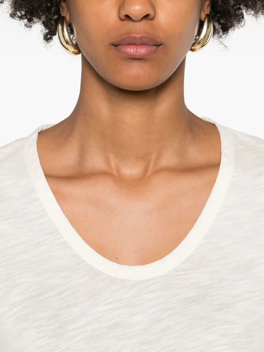 Marc O'polo Three-quarter Sleeve V-neck Top In White