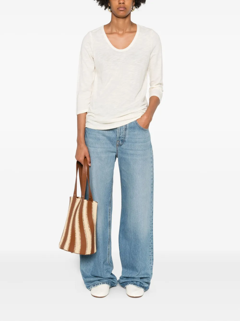 Marc O'Polo three-quarter sleeve V-neck top | Shirts | Image 2