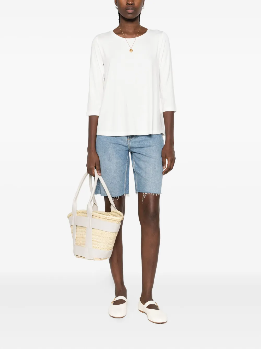 Marc O'polo Three-quarter Sleeve Top In White