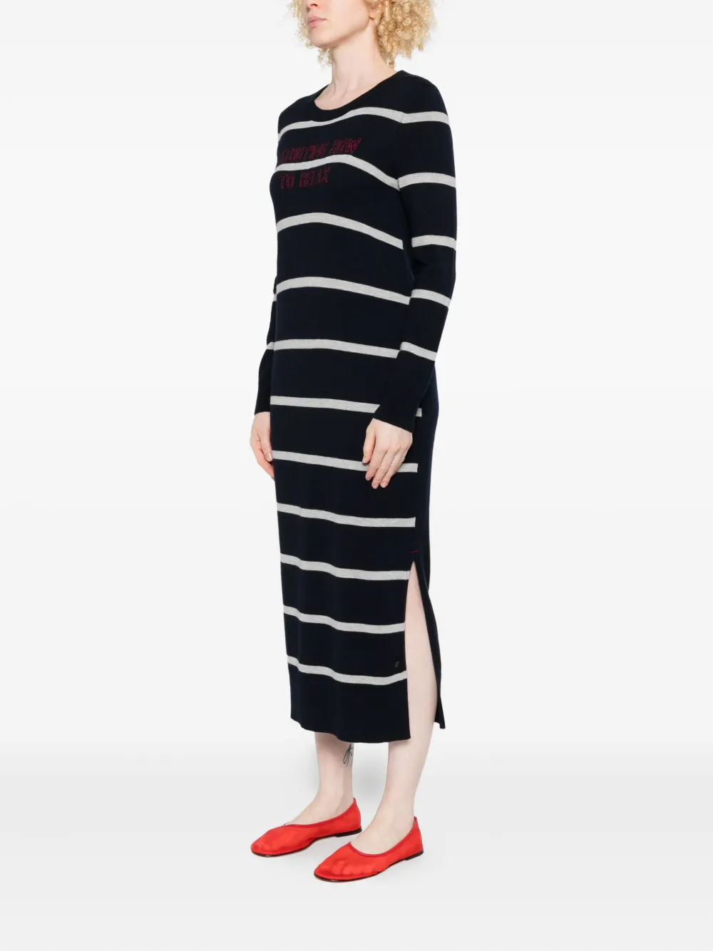 Marc O'Polo Gestreepte midi-jurk met ronde hals Blauw