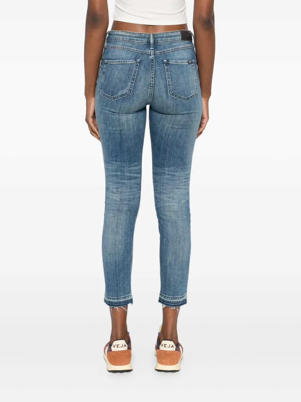 Marc O'Polo Gerafelde jeans met franje afwerking Blauw