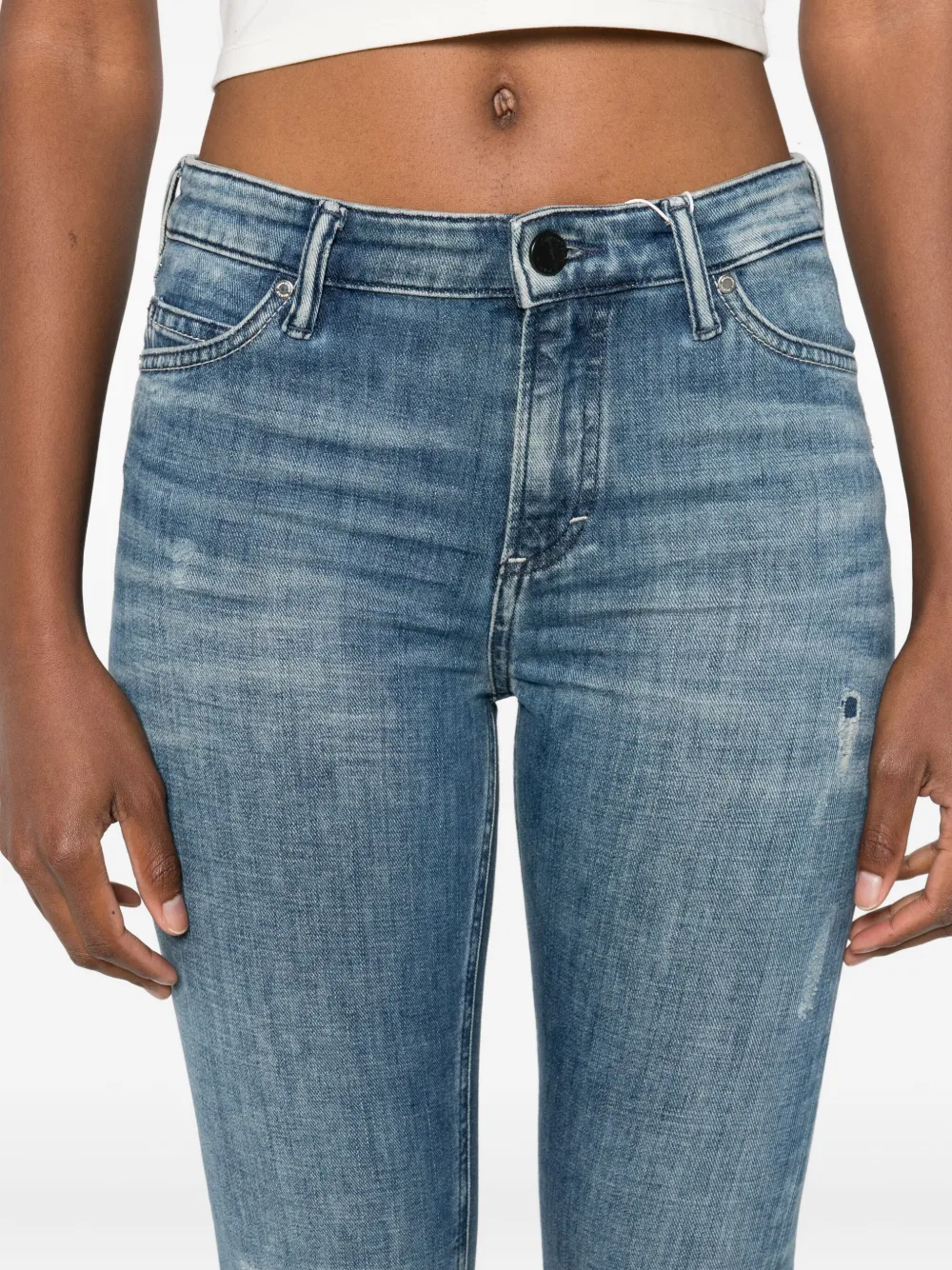 Marc O'Polo Gerafelde jeans met franje afwerking Blauw