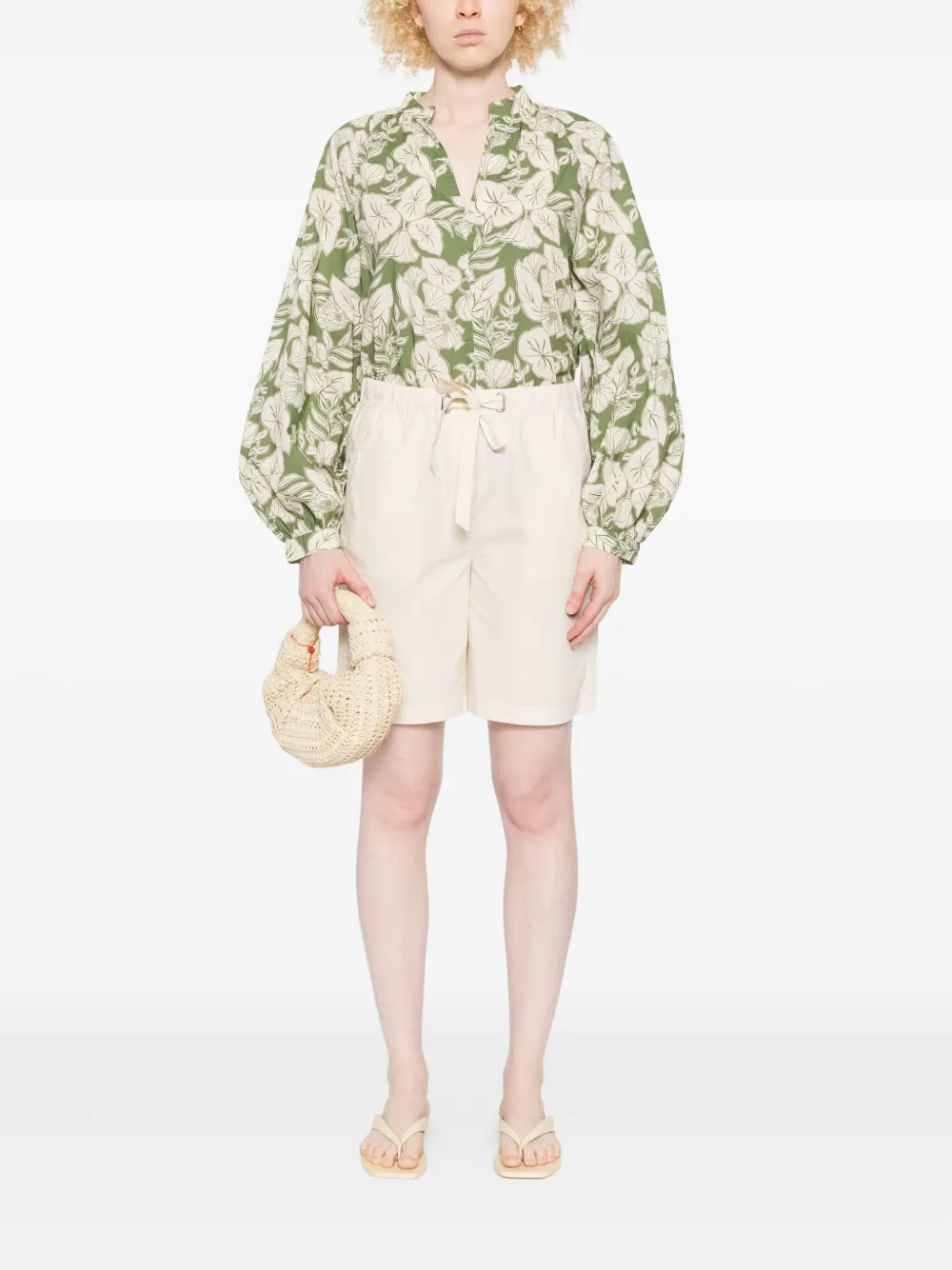 Marc O'Polo floral-print V-neck blouse - Groen