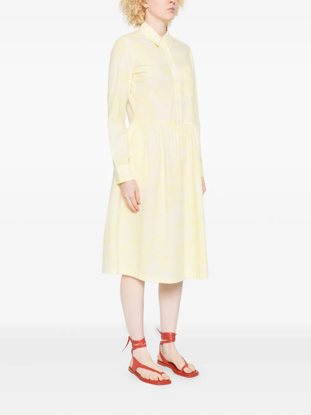 Marc O'Polo Midi-jurk met bloemenpatroon Geel