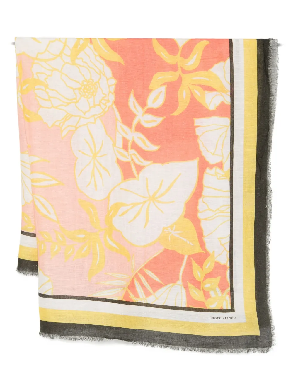 Marc O'polo Floral-print Linen Scarf In Yellow