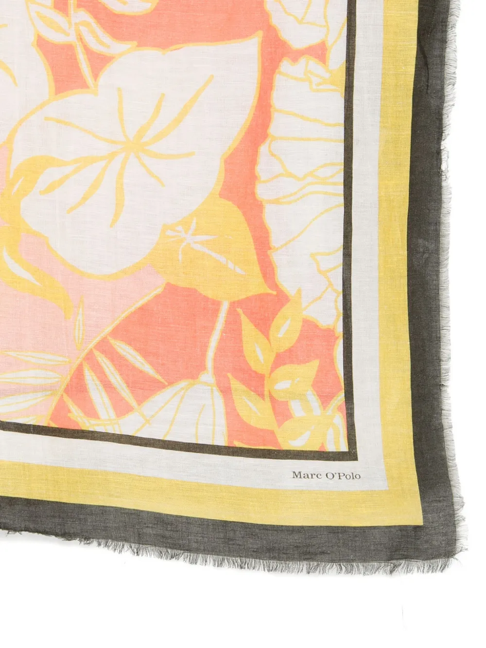 Marc O'polo Floral-print Linen Scarf In Black