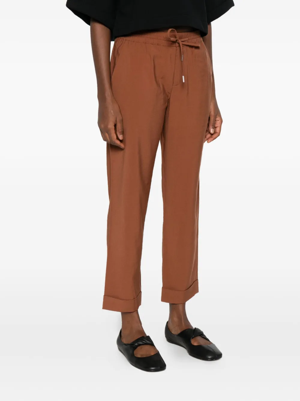Marc O'polo Cuffed Drawstring Trousers In Brown