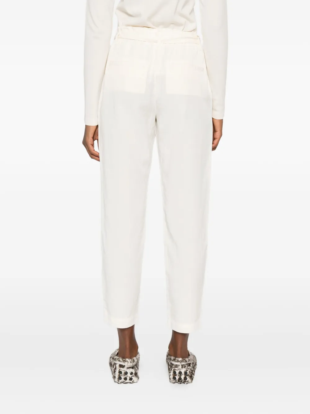 Marc O'Polo Broek met gestrikte taille en ceintuur Beige