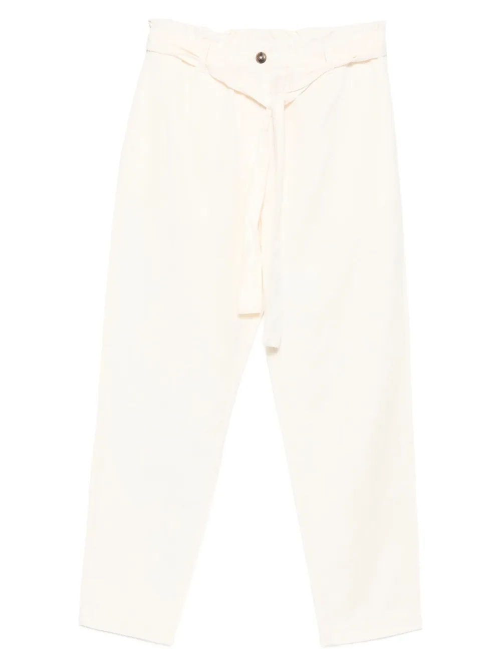 Marc O'Polo Broek met gestrikte taille en ceintuur Beige