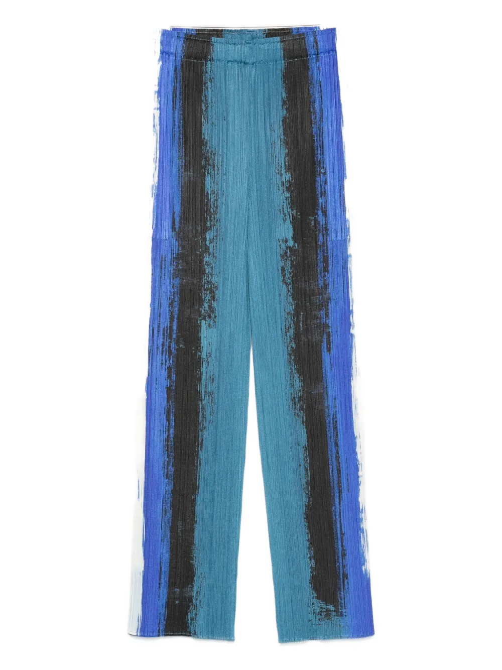 Pleats Please Issey Miyake pleated paint-stroke trousers Blauw