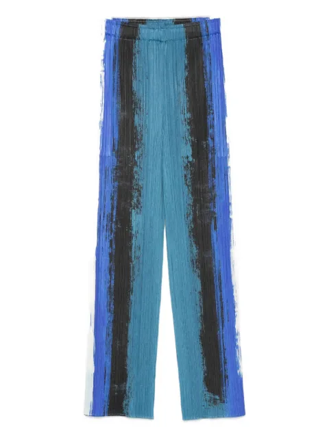 Pleats Please Issey Miyake pleated paint-stroke trousers