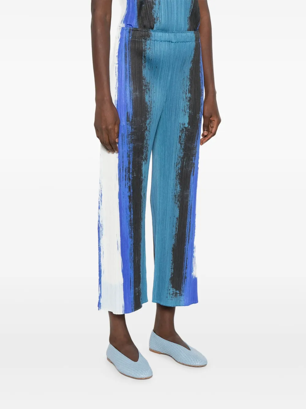 Pleats Please Issey Miyake Plooibroek met verfstreek Blauw