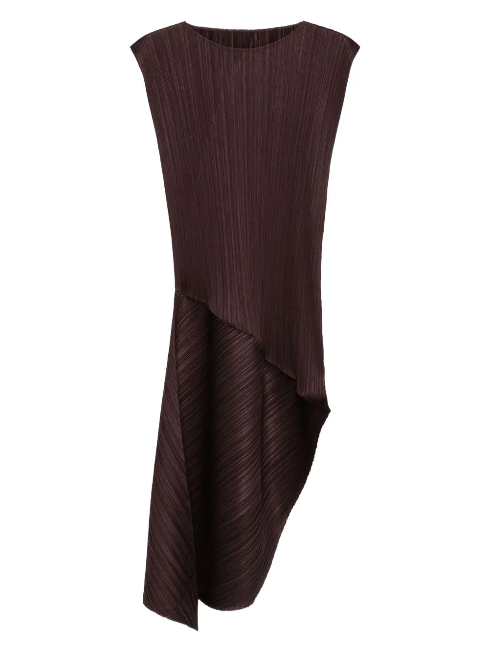 Pleats Please Issey Miyake Leap asymmetrische midi-jurk met plooien Bruin