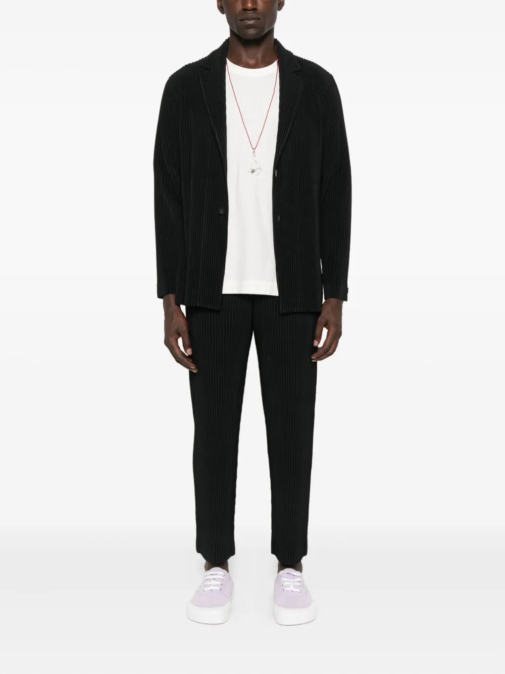 Homme Plissé Issey Miyake Geplooide blazer met knopen Zwart