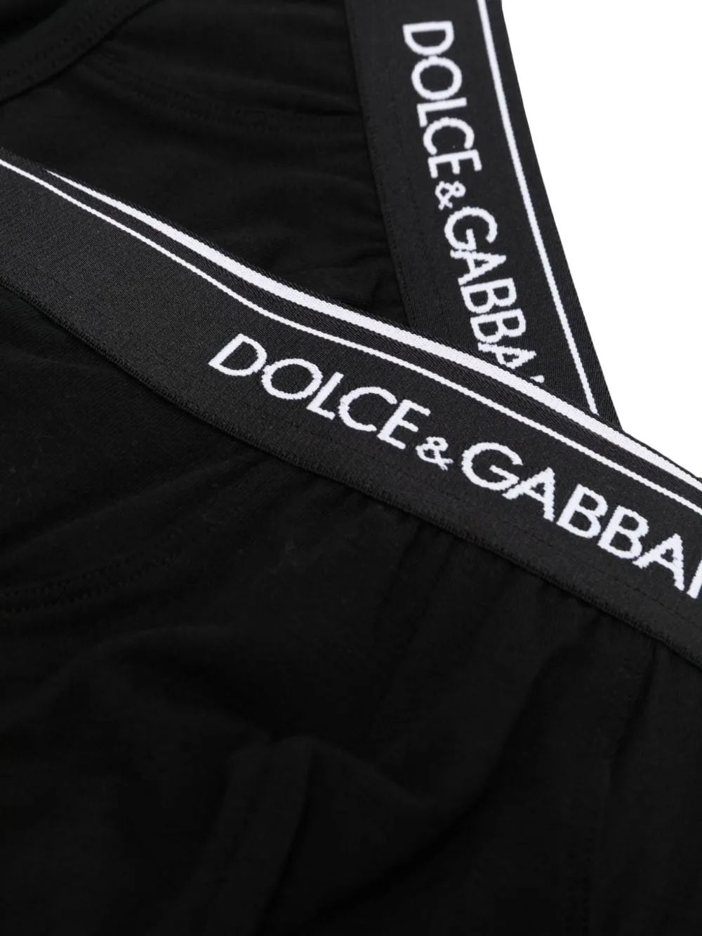 Dolce & Gabbana Set Of Two Cotton Briefs With Logoed Elastic Band In Black