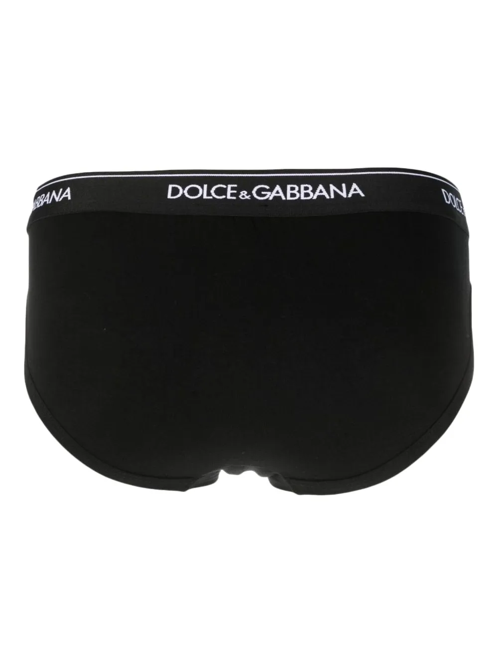 Dolce & Gabbana Set Of Two Cotton Briefs With Logoed Elastic Band In Black