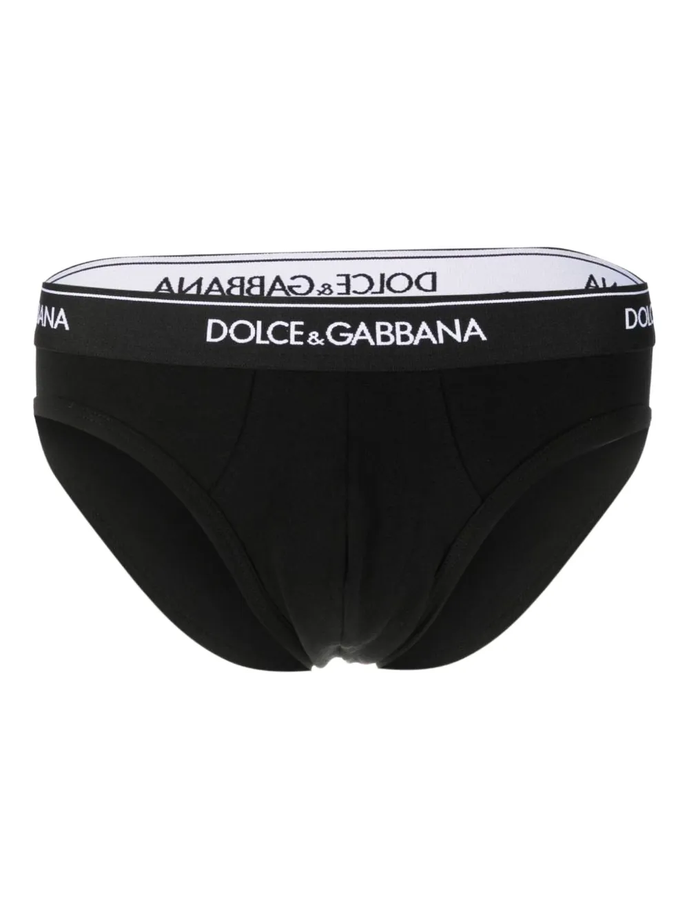 Dolce & Gabbana Set Of Two Cotton Briefs With Logoed Elastic Band In Black