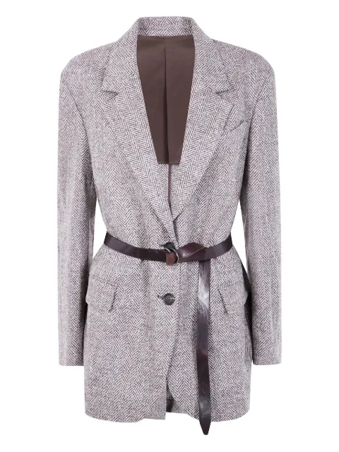 Brunello Cucinelli herringbone belted jacket