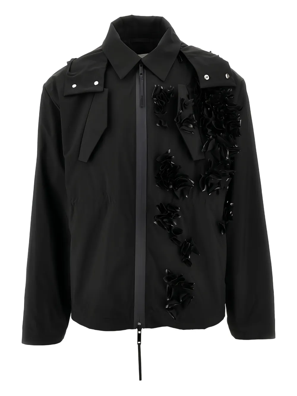 Coccinelle Vitto Floral-embellished Parka Coat In Black
