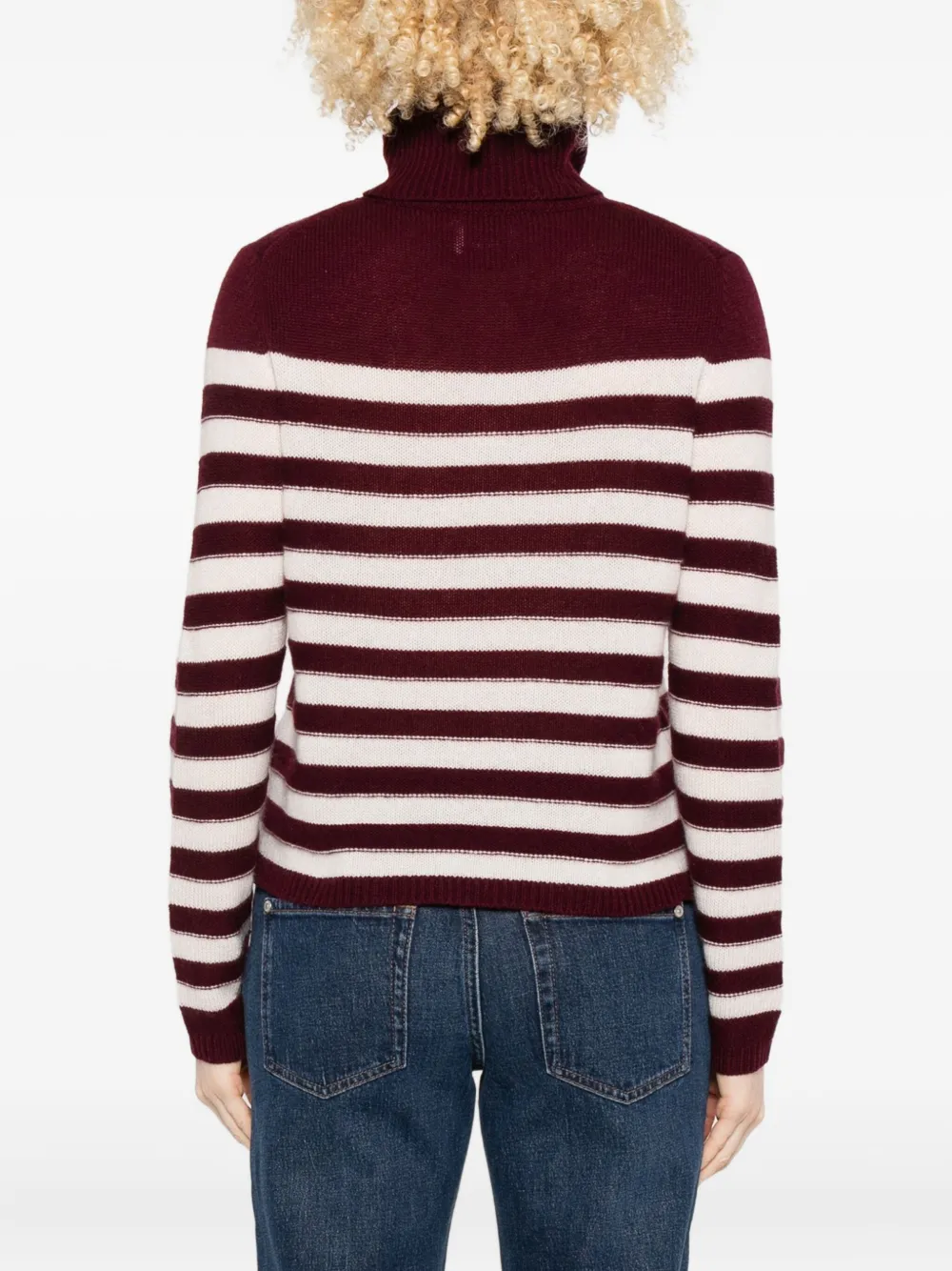 Allude Turtleneck Striped Sweater In Burgundy