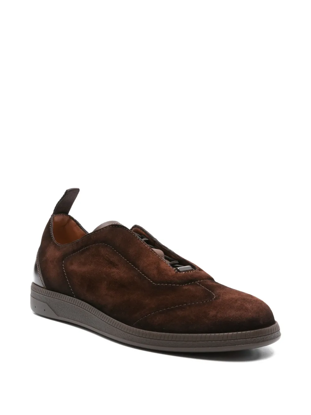 Santoni suede-leather sneakers Brown